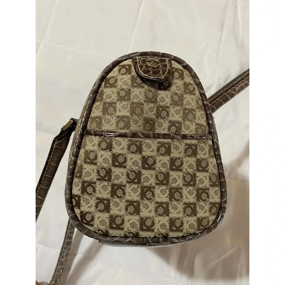 Liz Claiborne Monogram Brown Small Purse, Beige Lining Very G Cond - Picture 16 of 16